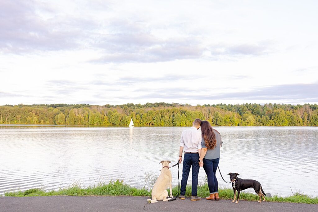 This surprise proposal at Nockamixon State Park in Pennsylvania. What started out as a couples session with their dogs turned into a surprise proposal!