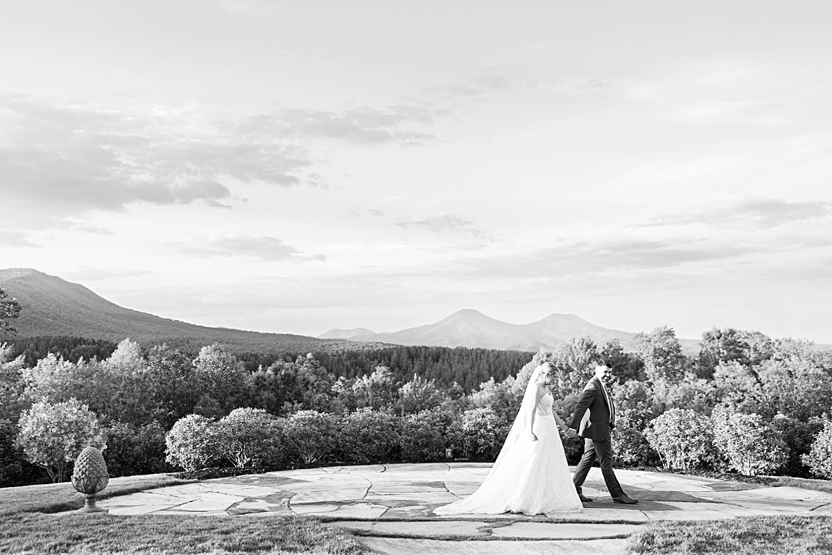 Sunset photos with the bride and groom  for this rustic elegance Seclusion Wedding in Lexington, Virginia.