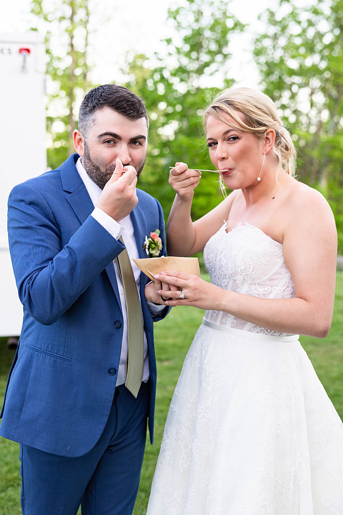Rookies ice cream photos with the bride and groom for this rustic elegance Seclusion Wedding in Lexington, Virginia.