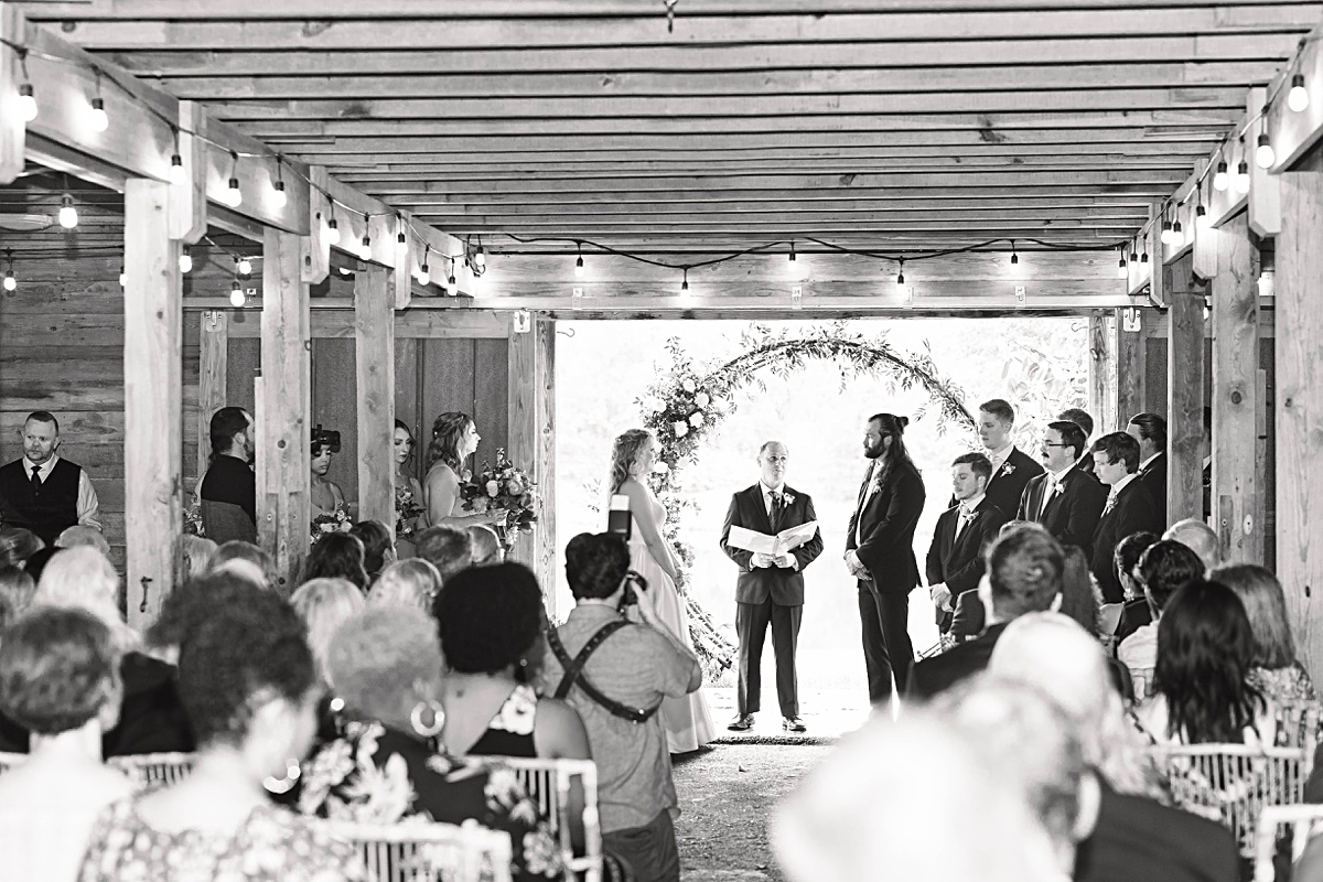 Ceremony photos at this Richmond, Virginia rustic spring garden wedding at Running Mare Farm.