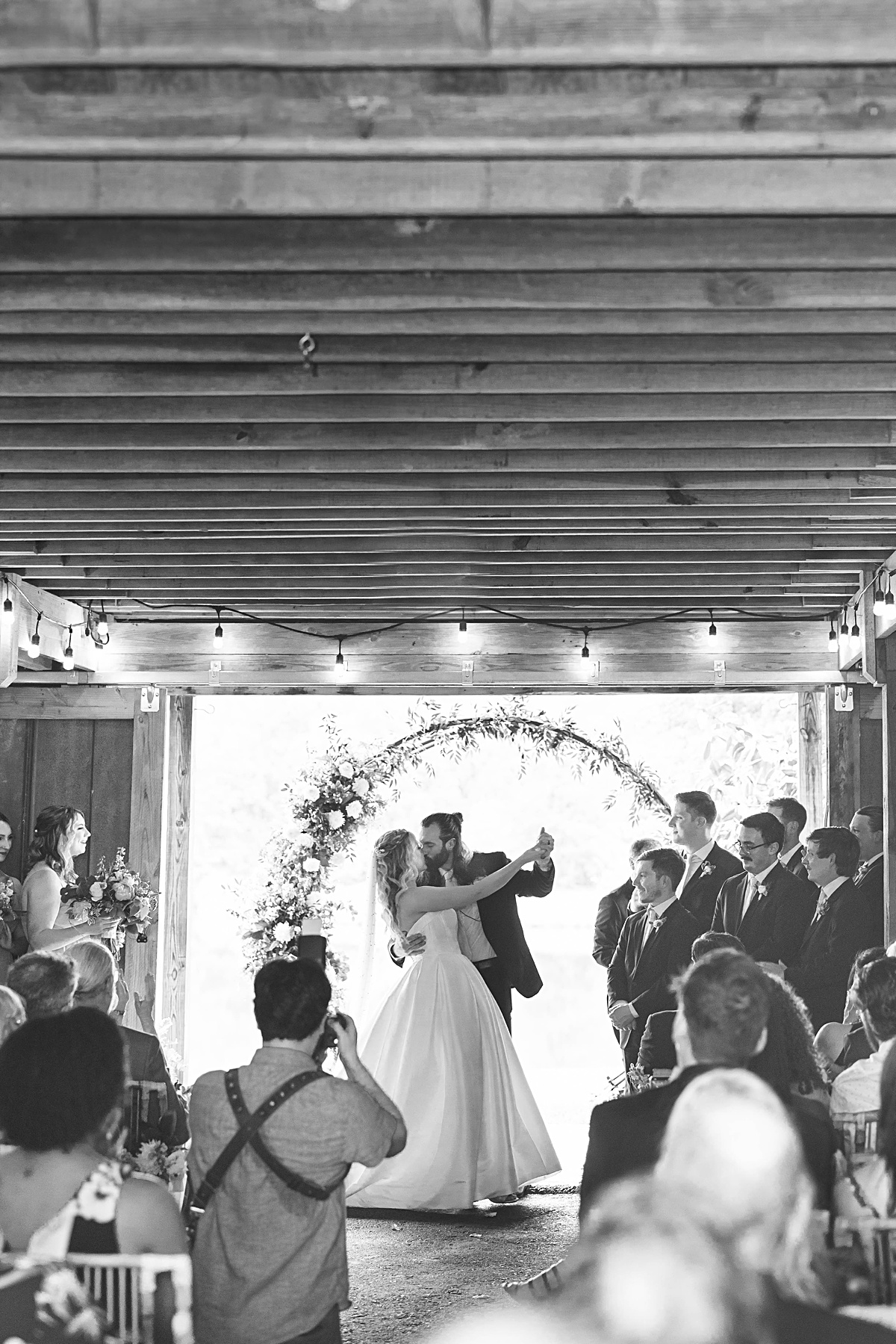 Ceremony photos at this Richmond, Virginia rustic spring garden wedding at Running Mare Farm.