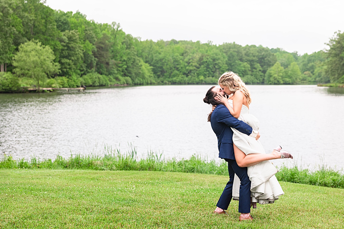 Bride and Groom sunset portrait photos at this Richmond, Virginia rustic spring garden wedding at Running Mare Farm.
